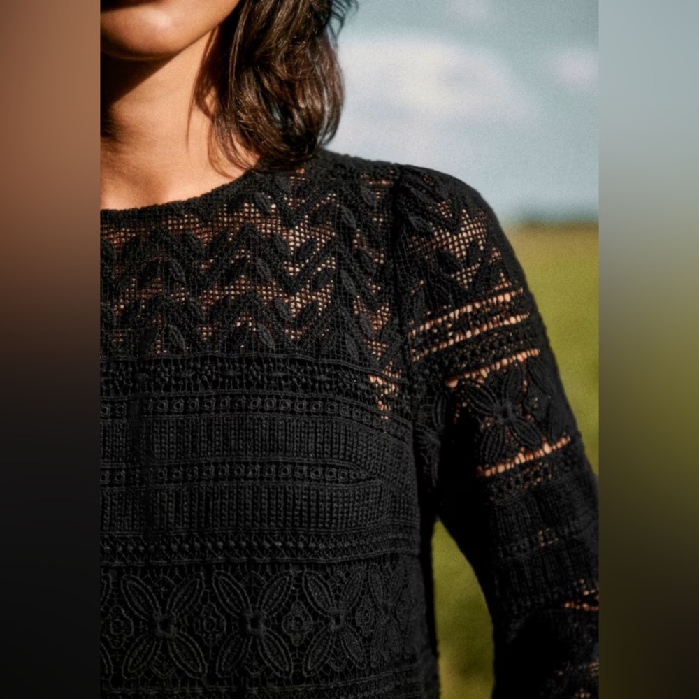 Sezane Leonille Dress Black Lace mini - Picture 4 of 12